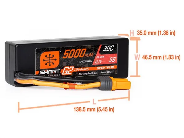 Spektrum 5000Mah 3S 11.1V Smart G2 30C IC5