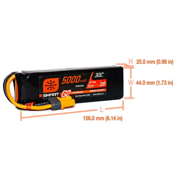 Spektrum 11.1V 5000mAh 3S 30C Smart Lipo G2: IC5 — image 4 of 4