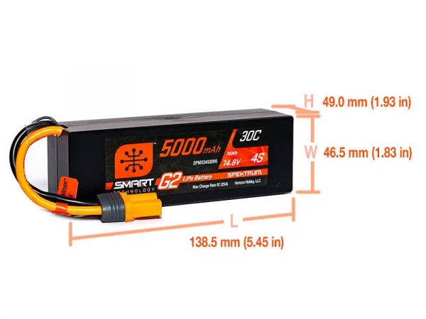 Spektrum 5000Mah 4S 14.8V Smart G2 30C IC5