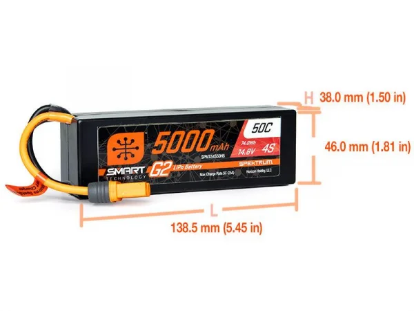 Spektrum 5000Mah 4S 14.8V Smart G2 50C IC5
