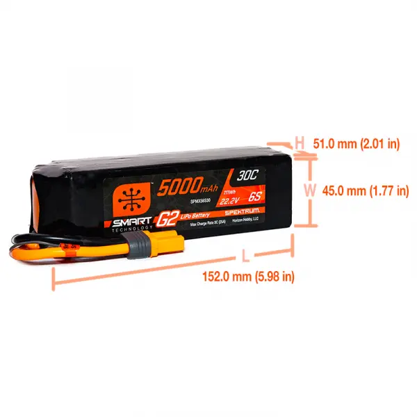 Spektrum 5000Mah 6S 22.2V Smart G2 30C LiPo Battery - IC5 — image 4 of 4