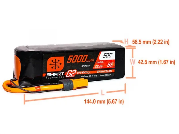 Spektrum 5000Mah 6S 22.2V Smart G2 50C IC5
