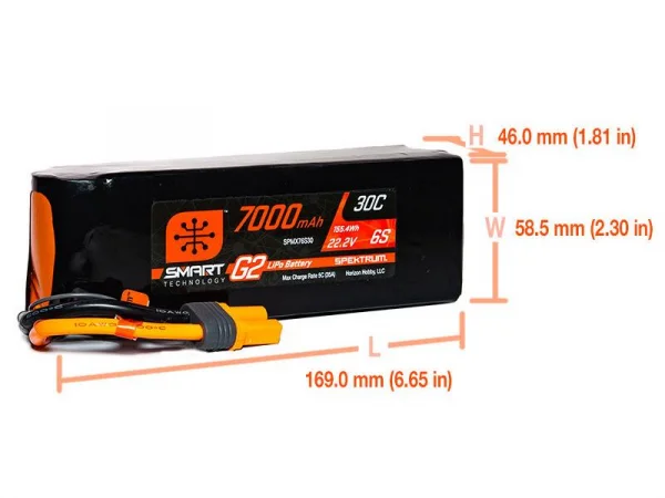 Spektrum 7000Mah 6S 22.2V Smart G2 30C IC5