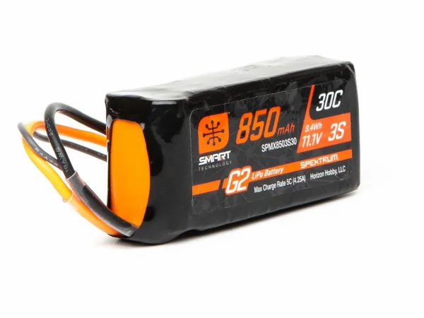 Spektrum 3S 11.1V 850mAh 30C SMART LiPo Battery G2 - IC2