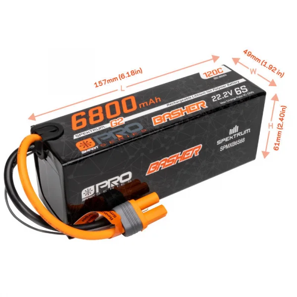 Spektrum G2 Pro Basher Hard Case SMART LiPo - 22.2V 6800mAh 6S 120C - IC5