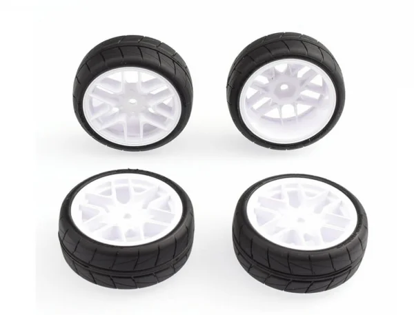 Sweep Hankook Tread 34 Deg 24mm Glued TC Frontie Tyres on 12 Spoke Wheels (4)