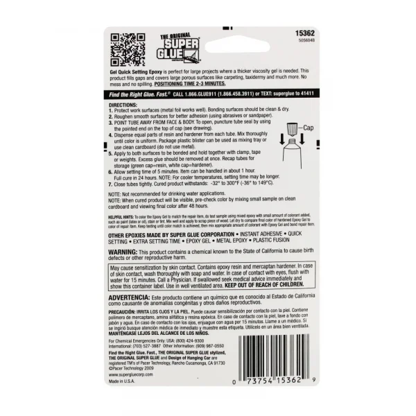 Super Glue 5 Minute Quick Setting Single Use Epoxy Gel (0.14oz, 4g)