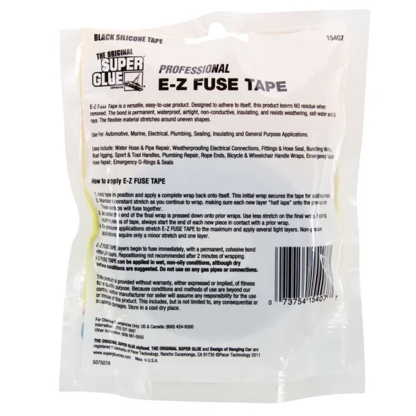 Super Glue E-Z Fuse Silicone Tape Black (1in x 36ft)