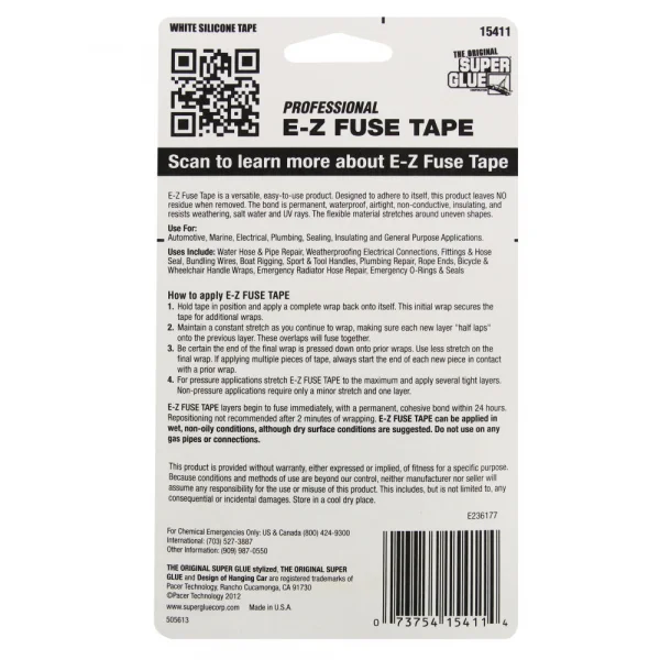 Super Glue E-Z Fuse Tape White (1in x 10ft)