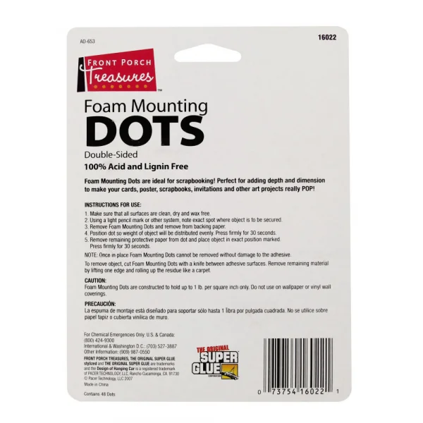 Super Glue Foam Mounting Dots,Double-Sided, .75in Diameter, (48 Dots)