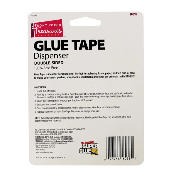 Super Glue Double-Sided Glue Tape Dispenser (0.31in x 392in, 8mm x 10m)