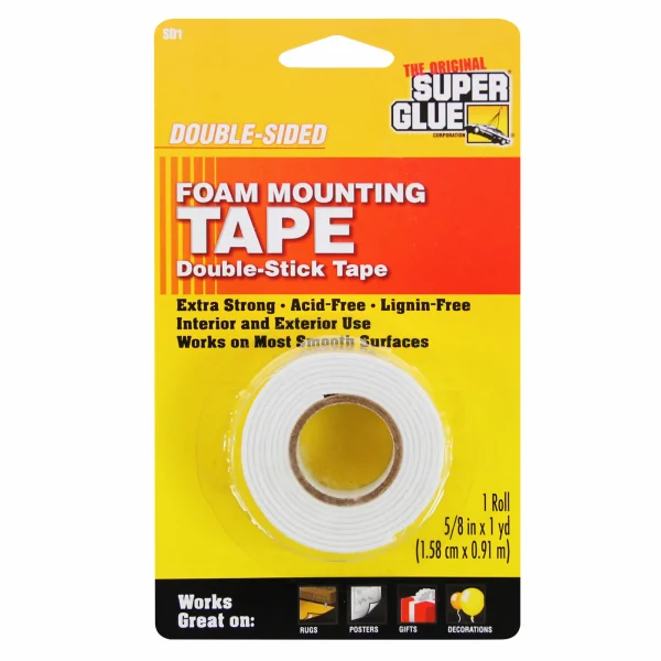 Super Glue Foam Mounting Tape, Double-Sided (5/8in x 36in)