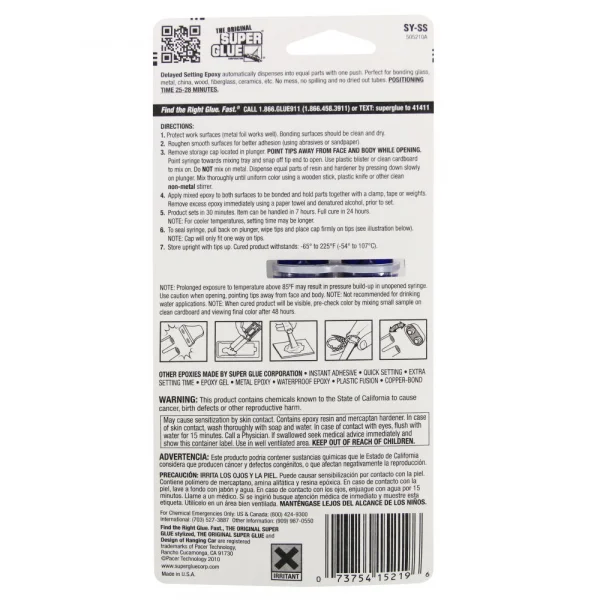 Super Glue 30 Minute Super Strength Delayed Setting Epoxy (1oz, 28.3g)
