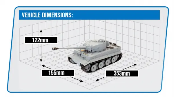 Taigen 1:24 Tiger 1 IR Battle Tank Late Version- Grey (Base) — image 8 of 8