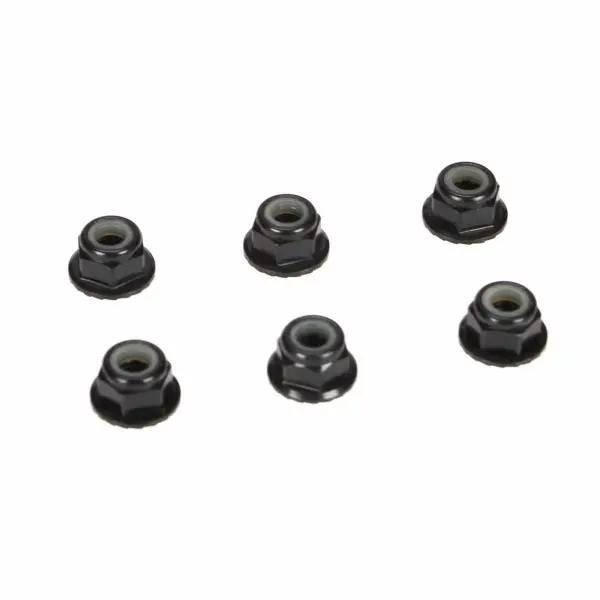4mm Black Aluminium Serrated Lock Nuts (6) — image 2 of 2