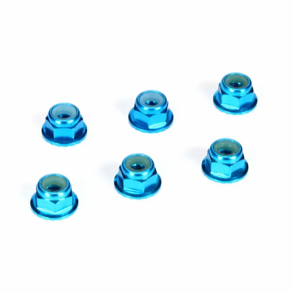 4mm Blue Aluminium Serrated Lock Nuts (6) — image 2 of 2