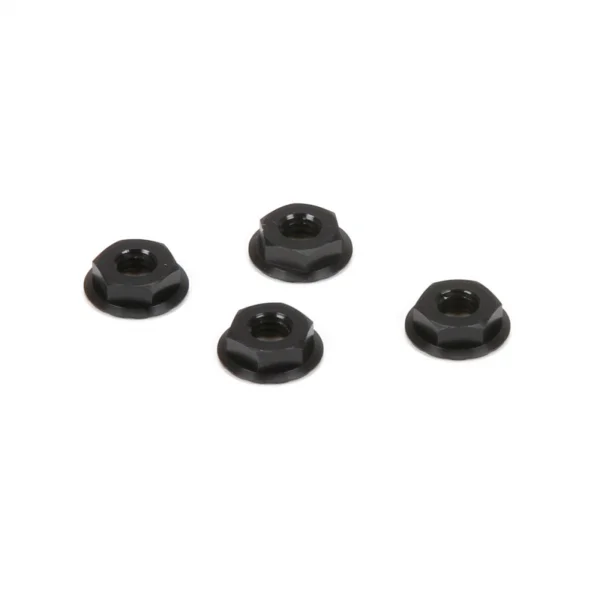 M4 Aluminium Serrated Nuts - Low Profile - Black (4)