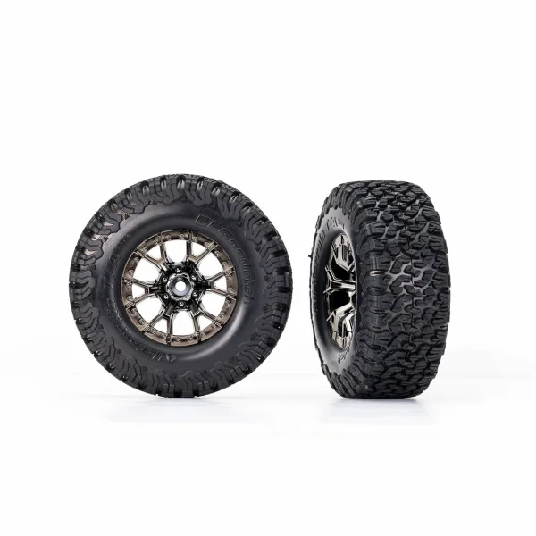 Traxxas Tyres + wheels, assembled, glued (Ford Raptor R black chrome wheels, BFGoodrich All-Terrain T/A KO2 Tyres, foam inserts) (2) (2WD front)