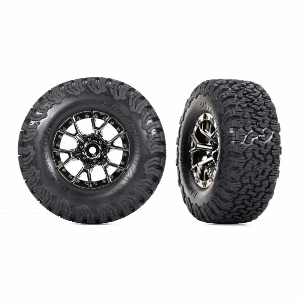Traxxas Tyres + wheels, assembled, glued (Ford Raptor R black chrome wheels, BFGoodrich All-Terrain T/A KO2 Tyres, foam inserts) (2) (4WD front/rear, 2WD rear)