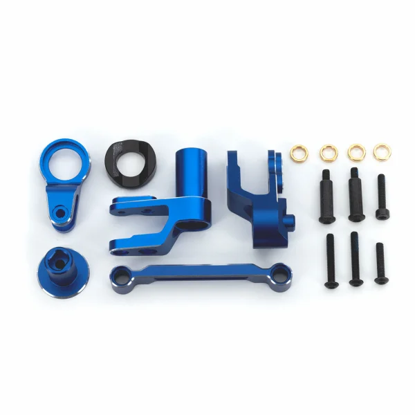 Traxxas Steering bellcranks, draglink (blue-anodised 6061-T6 aluminium)/ bellcrank bushing (1)/ 3x20mm BCS (with threadlock) (2)/ 3x20mm BCS (with threadlock) (2)/ 3x20mm shoulder screws (with threadlock) (2)/ 3x15mm BCS [(