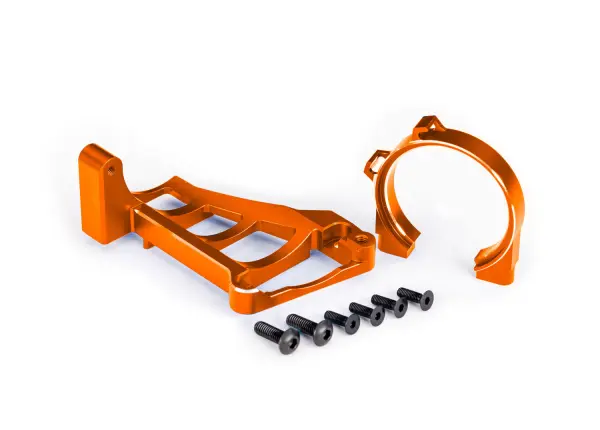 Traxxas Motor mounts (front + rear) (orange-anodised 6061-T6 aluminium)/ 3x10mm CCS (with threadlock) (4)/ 4x12mm BCS (with threadlock) (2) (for use with 3461 motor) &mdash; image 2 of 2