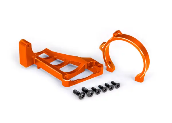 Traxxas Motor mounts (front + rear) (orange-anodised 6061-T6 aluminium)/ 3x10mm CCS (with threadlock) (4)/ 4x12mm BCS (with threadlock) (2) (for use with 3483 motor) &mdash; image 2 of 2