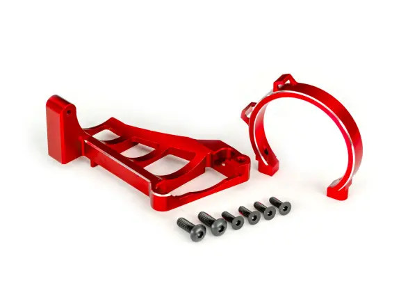 Traxxas Motor mounts (front + rear) (red-anodised 6061-T6 aluminium)/ 3x10mm CCS (with threadlock) (4)/ 4x12mm BCS (with threadlock) (2) (for use with 3483 motor) — image 2 of 2