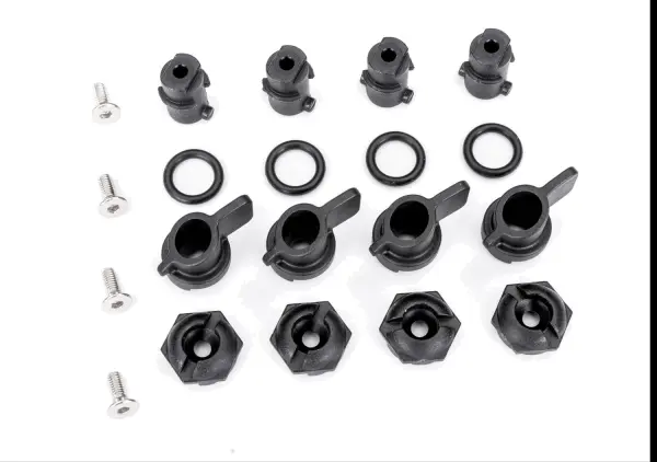Traxxas Nuts, hatch mounting (hatch nuts (4), wing nuts (4)/ shafts (4)/ o-rings (4)/ 3x8mm CCS (stainless) (4) &mdash; image 2 of 2