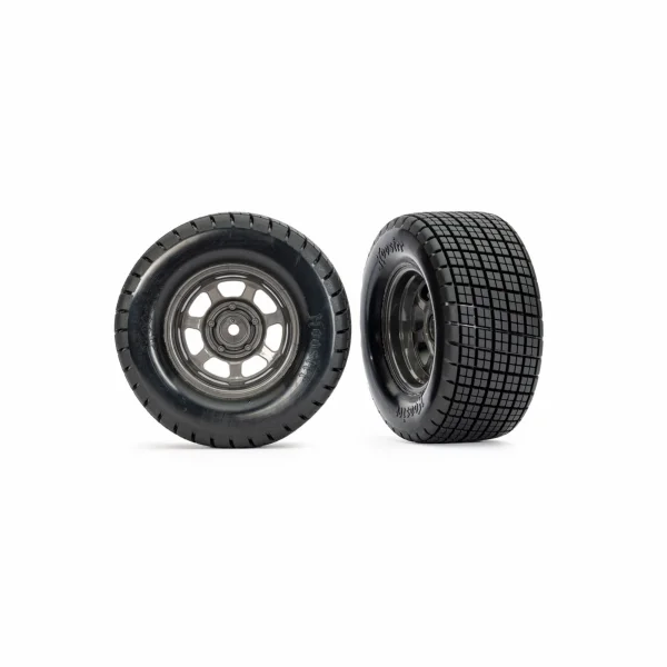 Traxxas Dirt Oval Grey Front Wheels w/ Hoosier Tyres (2)
