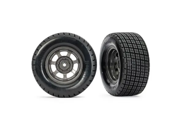 Traxxas Dirt Oval Grey Front Wheels w/ Hoosier Tyres (2) — image 2 of 2