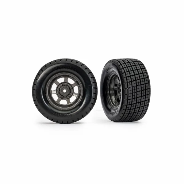 Traxxas Dirt Oval Grey Rear Wheels w/ Hoosier Tyres (2)