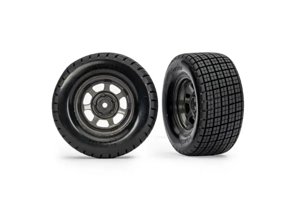 Traxxas Dirt Oval Grey Rear Wheels w/ Hoosier Tyres (2) — image 2 of 2