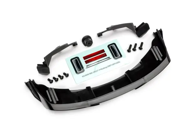 Traxxas Diffuser, rear/ retainer/ body supports (left + right)/ 3x10mm BCS (3)/ 3x6mm BCS (4) (fits 10511 body) — image 2 of 2