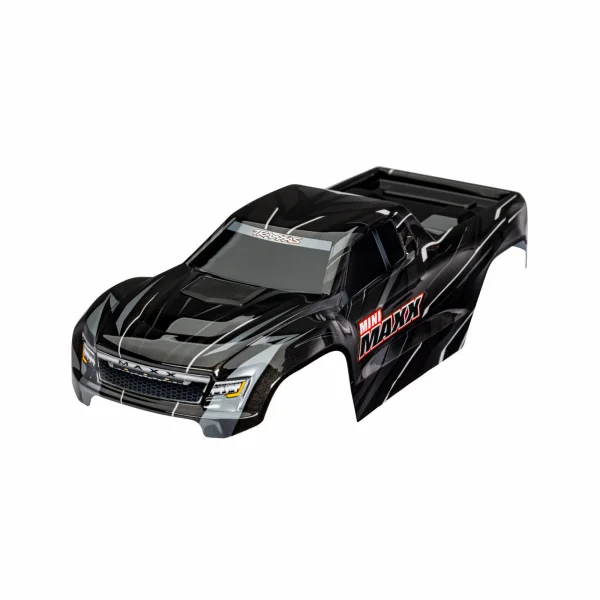 Traxxas Body, Mini MAXX, black (painted, decals applied)