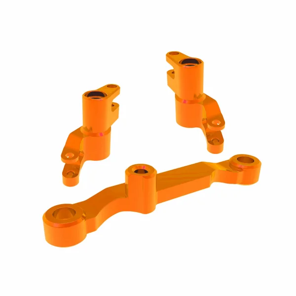 Traxxas Steering bellcranks, draglink (orange-anodised 6061-T6 aluminium), 3x13mm SS (with threadlock) (2), 3x12mm BCS (with threadlock) (2), 5x8x2.5mm ball bearings (2), 5x10x4mm ball bearings (2)