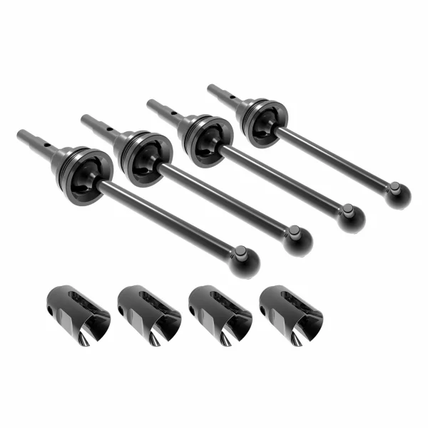 Traxxas Driveshafts, steel constant-velocity (assembled), front or rear (4), drive cups (4), screw pins (4)