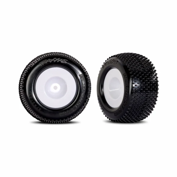Traxxas Tyres + wheels, assembled (white wheels, dual profile (2.1 outer, 2.6 inner), Response Pro tyres, foam inserts) (2)