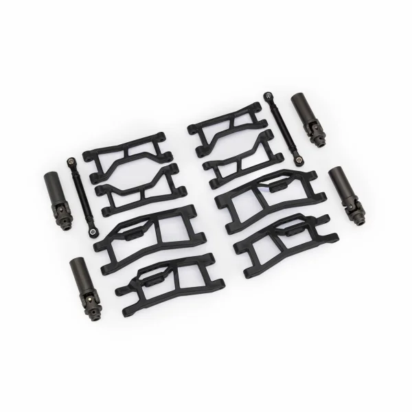 Traxxas Suspension kit, Mini MAXX WideMaxx, black (includes front + rear suspension arms, front toe links + outer half shafts (extended)