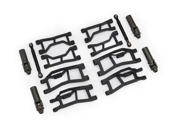 Traxxas Suspension kit, Mini MAXX WideMaxx, black (includes front + rear suspension arms, front toe links + outer half shafts (extended) — image 2 of 2