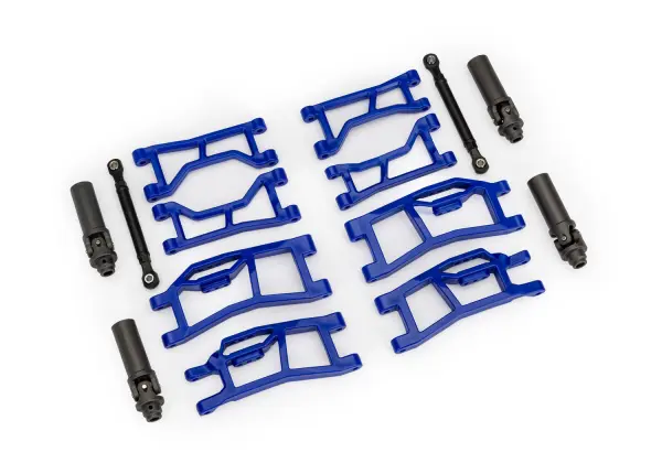 Traxxas Suspension kit, Mini MAXX WideMaxx, blue (includes front + rear suspension arms, front toe links + outer half shafts (extended) — image 2 of 2