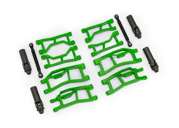 Traxxas Suspension kit, Mini MAXX WideMaxx, green (includes front + rear suspension arms, front toe links + outer half shafts (extended) &mdash; image 2 of 2