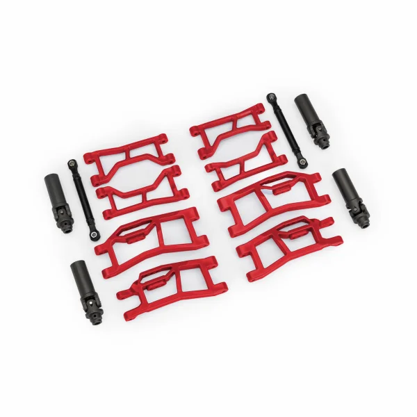 Traxxas Suspension kit, Mini MAXX WideMaxx, red (includes front + rear suspension arms, front toe links + outer half shafts (extended)