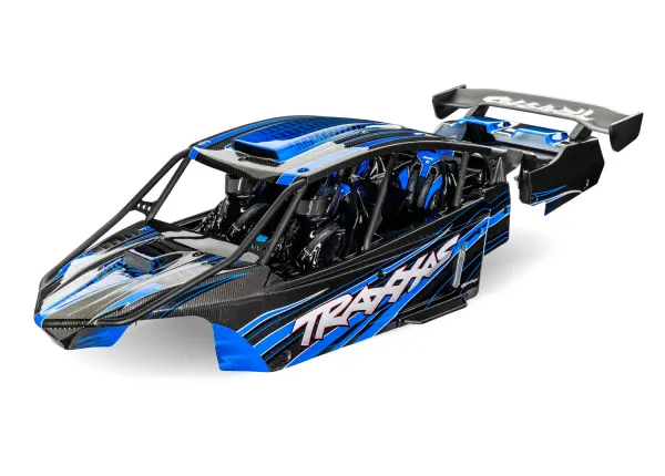 Traxxas Body, Funco Pro Scale Sand Car, blue (painted, decals applied) (assembled with front + rear body supports for clipless mounting, roll cage + interior) — image 2 of 2