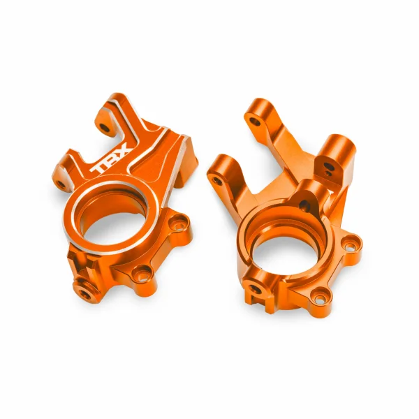 Traxxas Steering blocks, 6061-T6 aluminium (orange-anodised) (left + right), 3x8mm BCS (with threadlock) (2), 4x35mm BCS (with threadlock) (2)