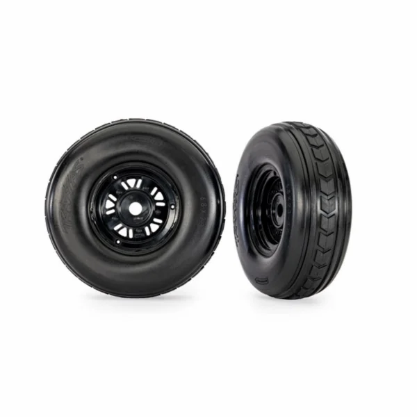 Traxxas Wheels + Tyres, assembled, glued (Pro Scale Sand Car black wheels, dual profile tyres (3.2 outer, 4.9 inner), foam inserts) (front) (1 left, 1 right)