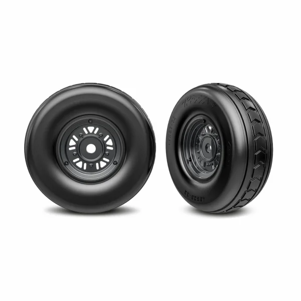 Traxxas Wheels + Tyres, assembled, glued (Pro Scale Sand Car black chrome wheels, dual profile tyres (3.2 outer, 4.9 inner), foam inserts) (front) (1 left, 1 right)