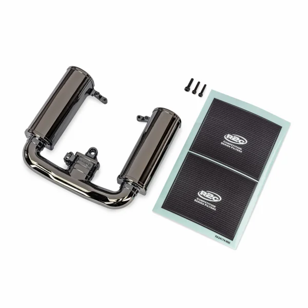 Traxxas Engine intake, black chrome, 3x12mm CS (1), 2.5x12mm CS (2)