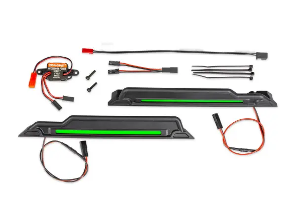 Traxxas LED light kit, green, complete (underbody) (includes 3-volt accessory power supply, power harnesses + mounting hardware) — image 2 of 2
