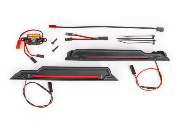 Traxxas LED light kit, red, complete (underbody) (includes 3-volt accessory power supply, power harnesses + mounting hardware) &mdash; image 2 of 2
