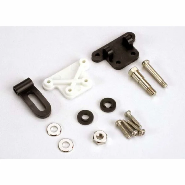 Traxxas Trim adjustment bracket (inner)/ trim adjustment bracket (outer)/trim adjustment lever/ 3x16mm shoulder screw/ 2.6x 10mm self-tapping screws (4)/ convex and concave trim lever washers/ 4x21mm double shoulder screw/ brass washers/ nuts ** CLEARANC